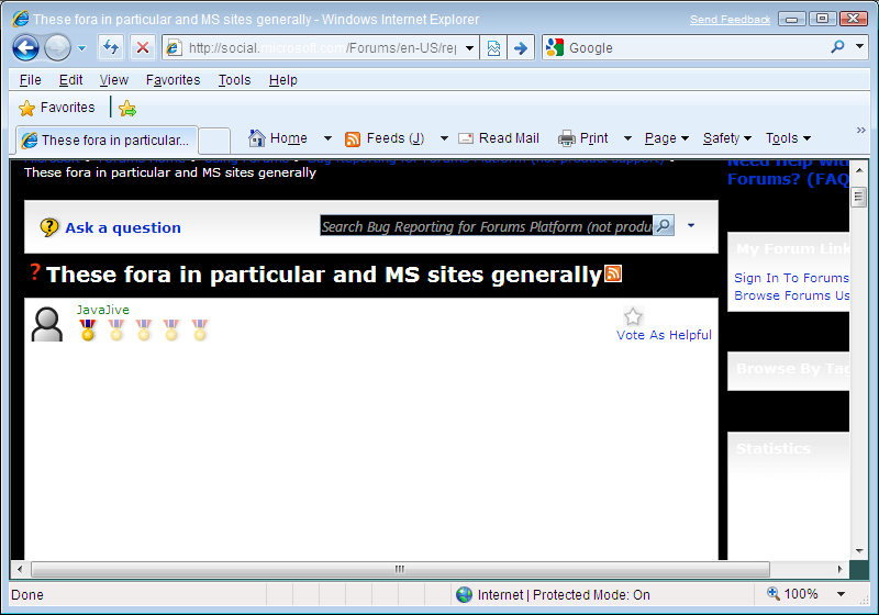 Windows 7 Beta - IE 8 Beta - Microsoft Forum Thread